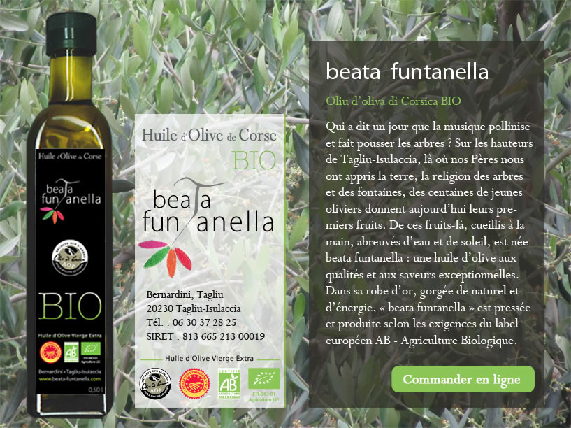 Beata Funtanella - Huile d'olive bio de Corse